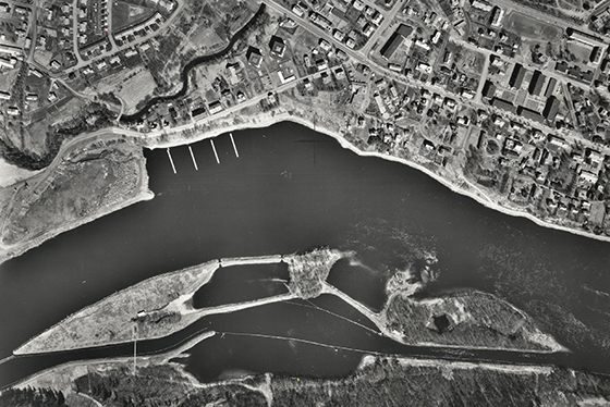 Historisk flygbild över Lundåkern år 1968.