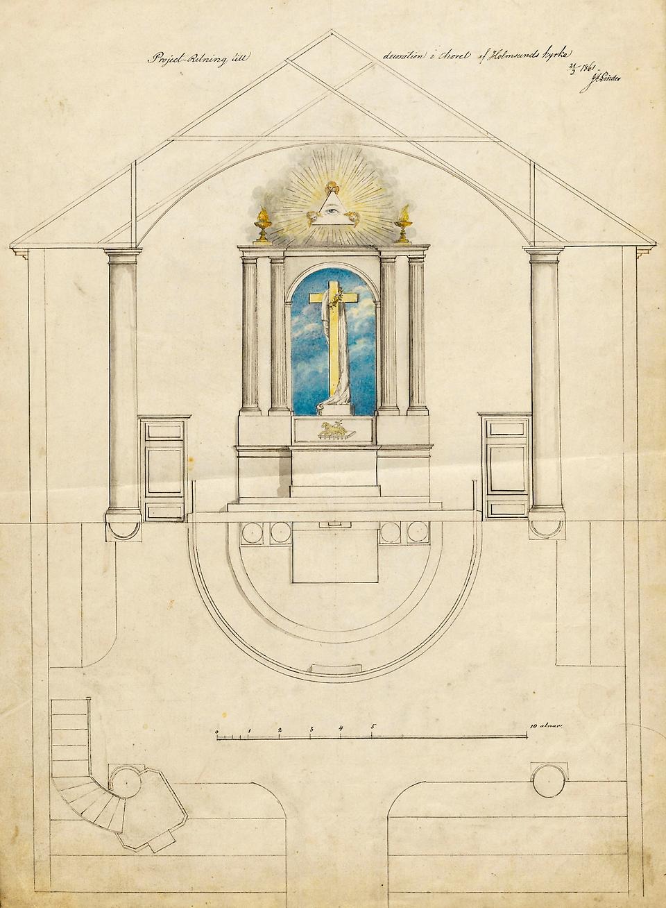 Projektritning till dekoration av koret i Holmsunds kyrka