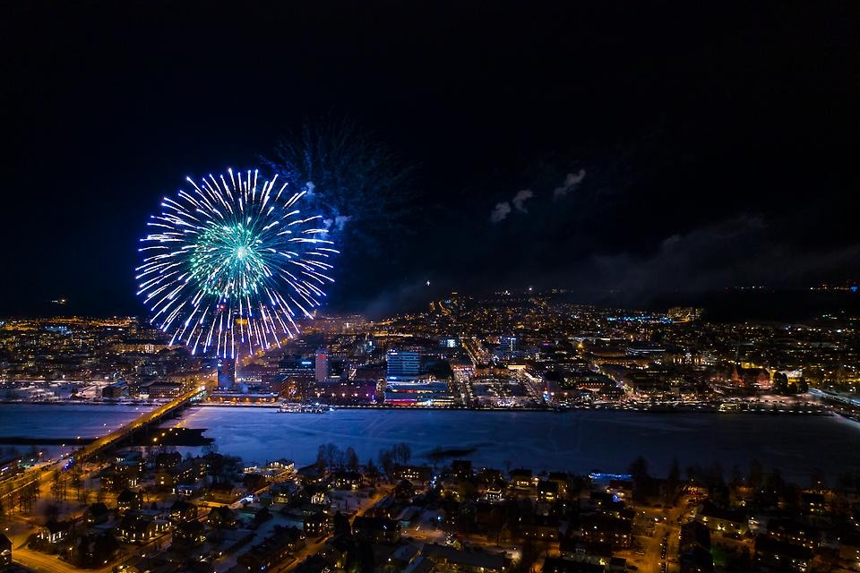 Fyrverkerier över Umeå