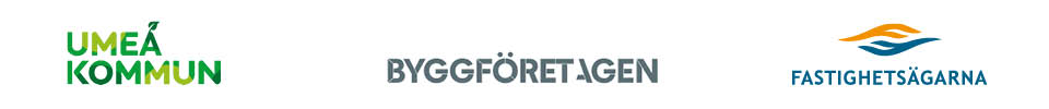 Bilden visar logotyper på på Umeå kommun, Byggnadsföretag och Företagarna