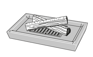 Illustration som visar att du kan lägga två vedträn luftigt när det bildats en glödbädd.