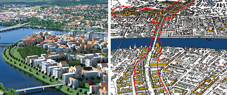 Illustration över planerad utveckling på Ön och området för innanför ringen.