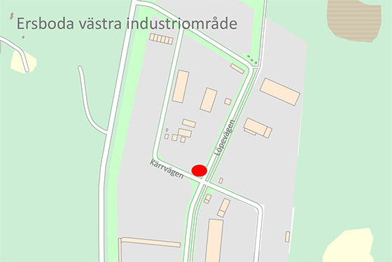 En röd punkt på kartan visar var man kan hämta smågrus.