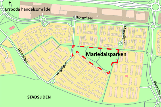karta över Mariedalsparken