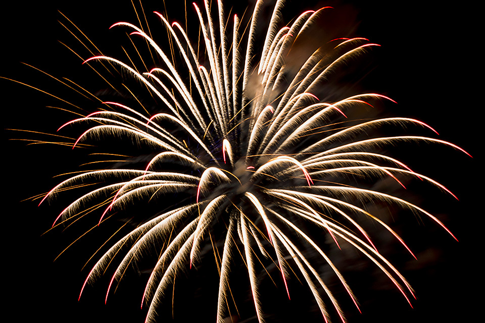 Fyrverkerikrevad mot en mörk himmel
