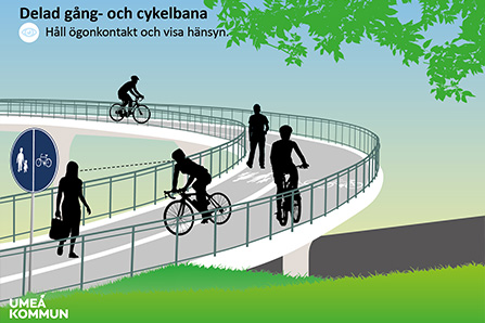 ritad bild av gående och cyklister