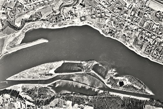 Historisk flygbild som visar Lundåkern år 1963