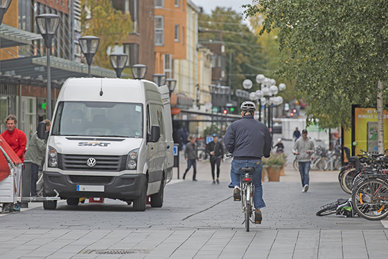 bil, gata, cyklist, gående