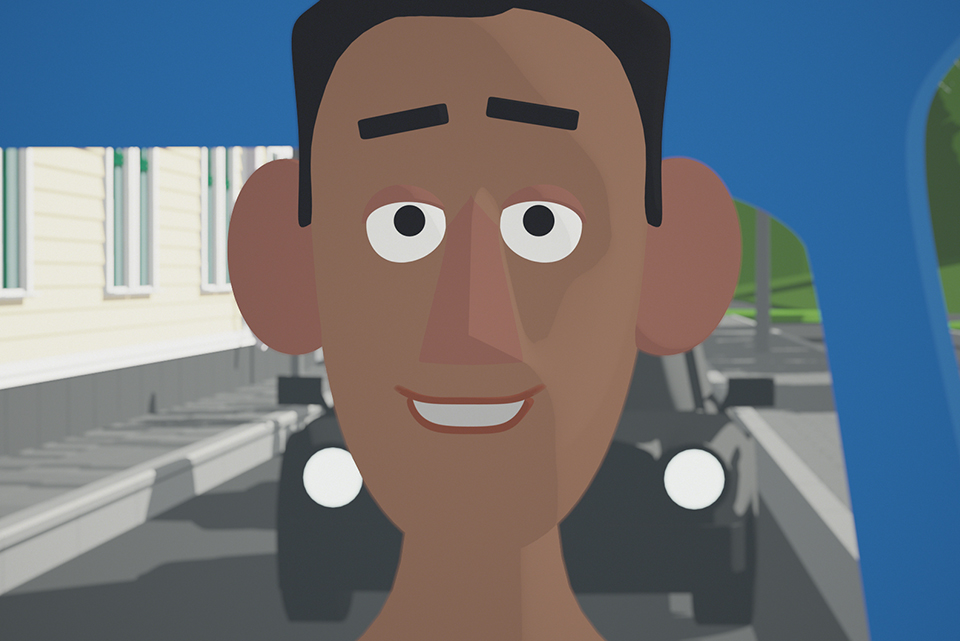 illustration på en man som kör bil