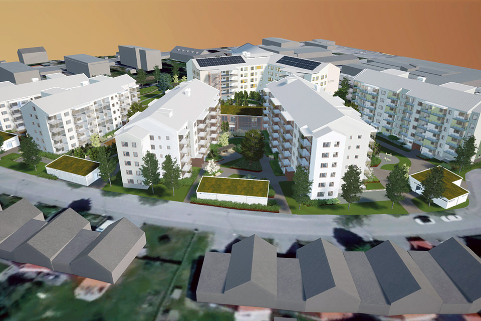 Skiss över nytt bostadsområde på Västteg, Umeå