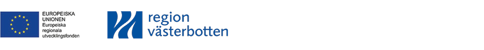 Logotyper Europeiska regionala utvecklingsfonden och Region Västerbotten.