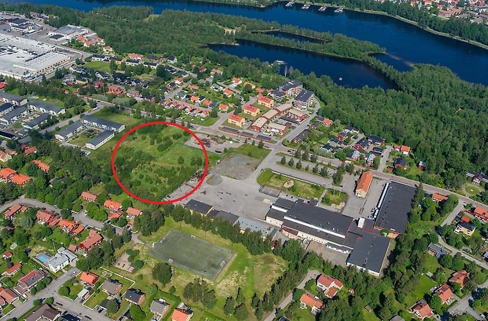 Flygfoto över Aspgärdan på Böleäng