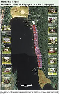 Visualisering av vision för stugmiljön runt nordöstra Nydalasjön.