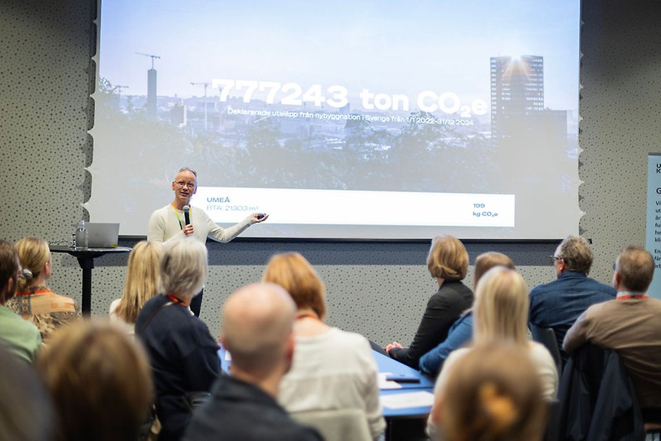 Rickard från White Arkitekter presenterar om energi och byggd miljö