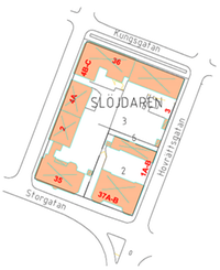 Exempelbild på karta över normalt innerstadskvarter.