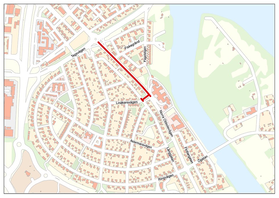 Avstängningsområde på Norra Obbolavägen.
