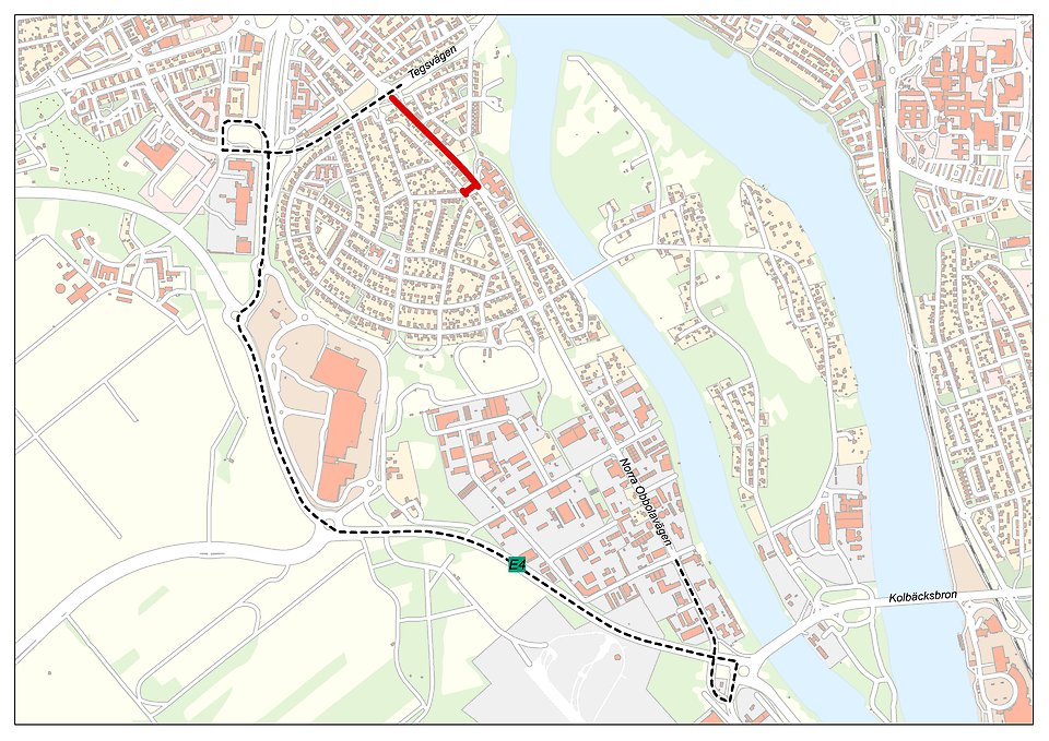 Omledning av motorburen trafik. 