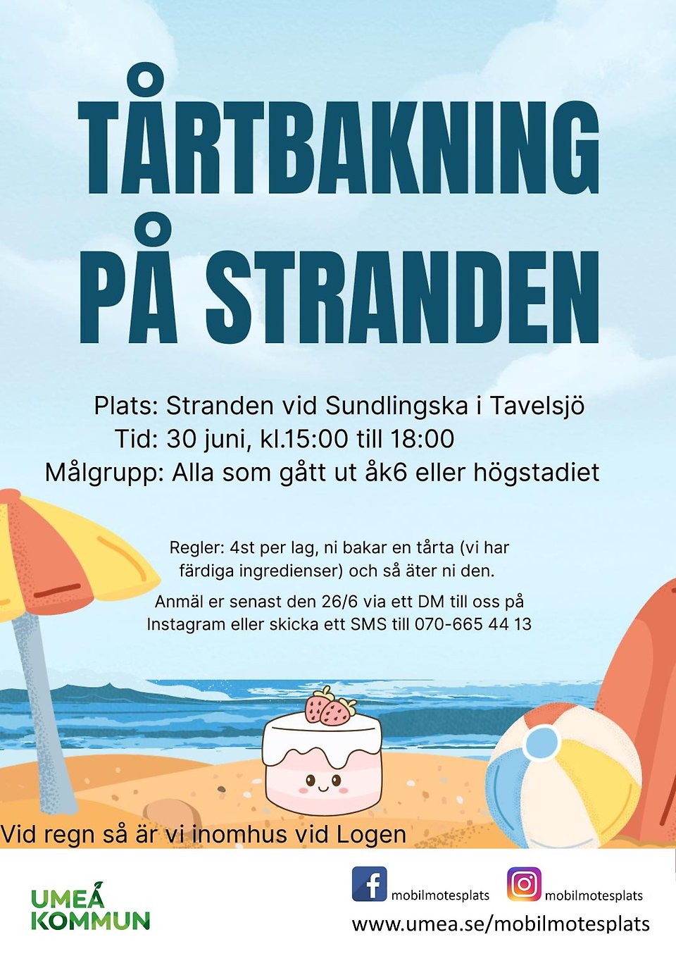 Bilden visar en tårta på en strand