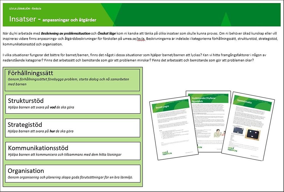 Insatser - anpassningar och åtgärder