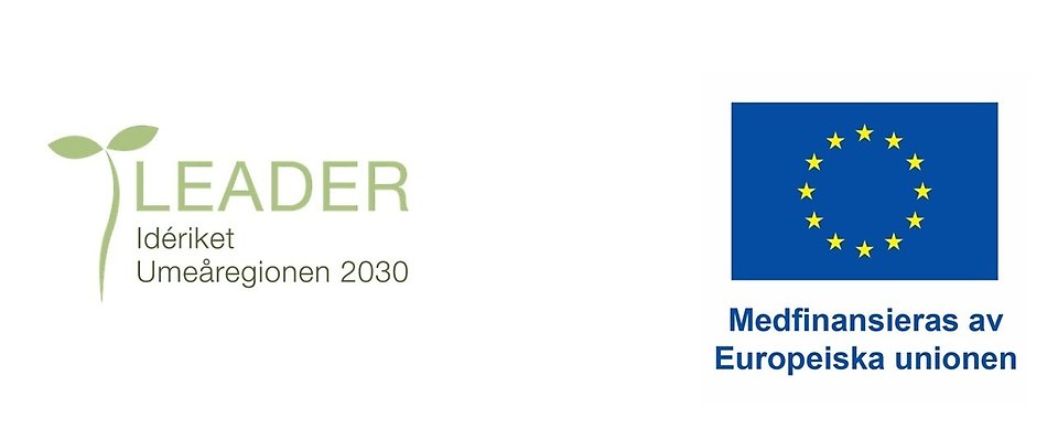 Logo för Leader Idérike2030 och Logo för EU med texten medfinansieras av europeiska unionen